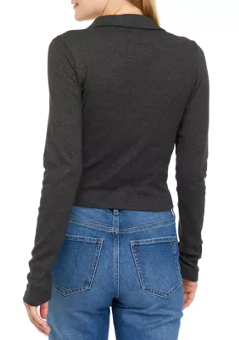 Long Sleeve Cropped Collared Shirt