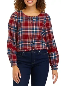 Long Sleeve Cropped Peasant Top