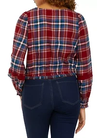 Long Sleeve Cropped Peasant Top