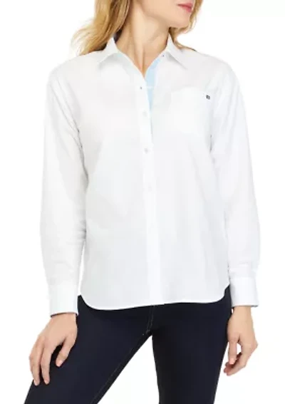 Women's Long Sleeve Oxford Boyfriend Shirt