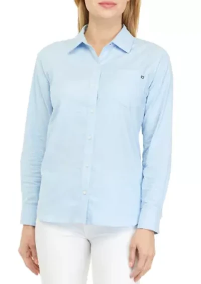 Women's Long Sleeve Oxford Boyfriend Shirt