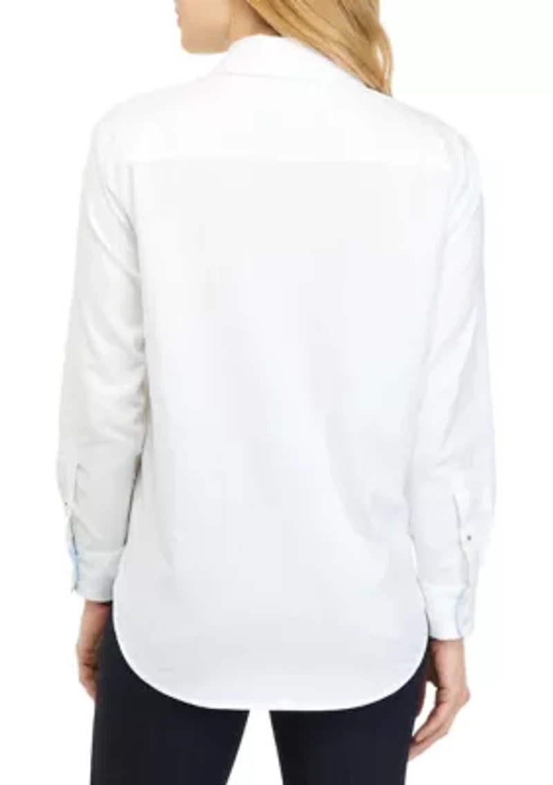 Women's Long Sleeve Oxford Boyfriend Shirt