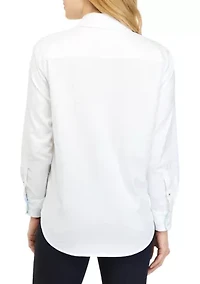 Women's Long Sleeve Oxford Boyfriend Shirt