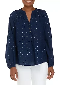 Women's Henley Peasant Top
