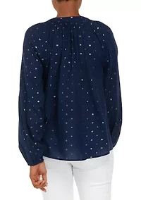 Women's Henley Peasant Top