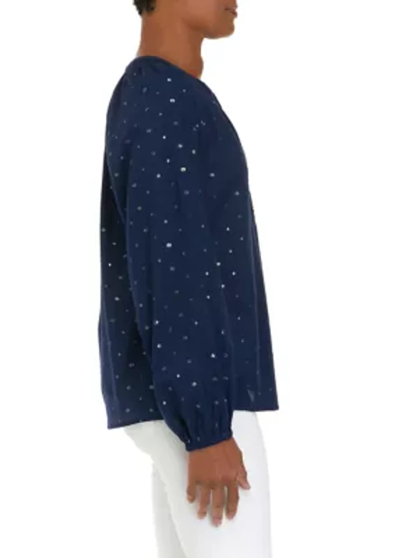 Women's Henley Peasant Top