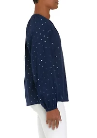 Women's Henley Peasant Top