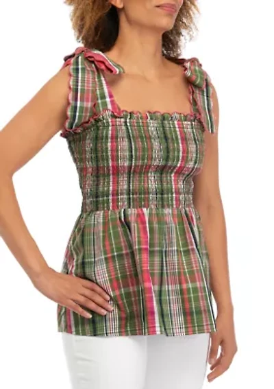 Women's Sleeveless Smocked Bodice Top