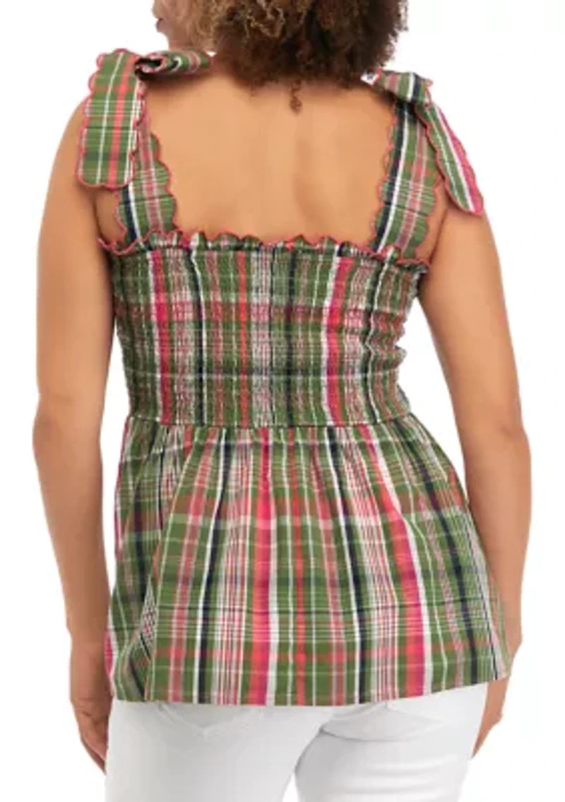 Women's Sleeveless Smocked Bodice Top