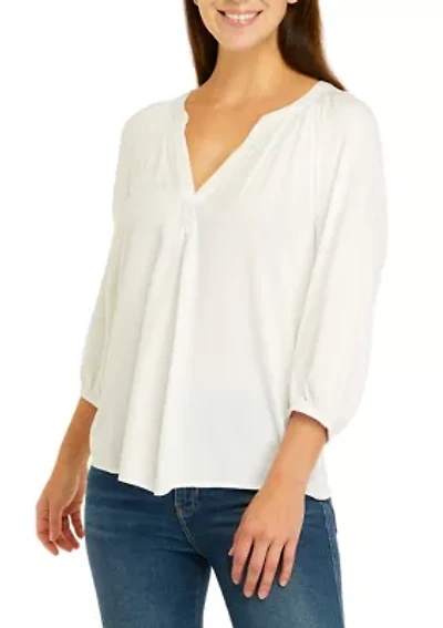 Women's Long Sleeve Solid Peasant Top