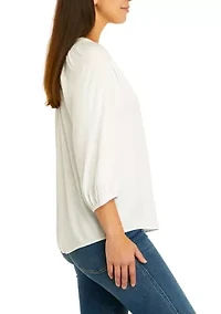 Women's Long Sleeve Solid Peasant Top