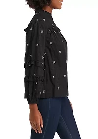 Women's Ruffled Printed Top