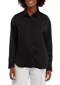 Women's Long Sleeve Button Down Tunic Shirt