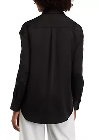 Women's Long Sleeve Button Down Tunic Shirt