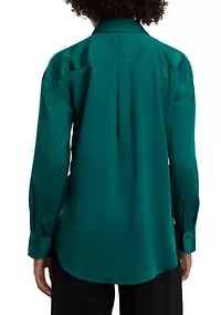 Women's Long Sleeve Button Down Tunic Shirt