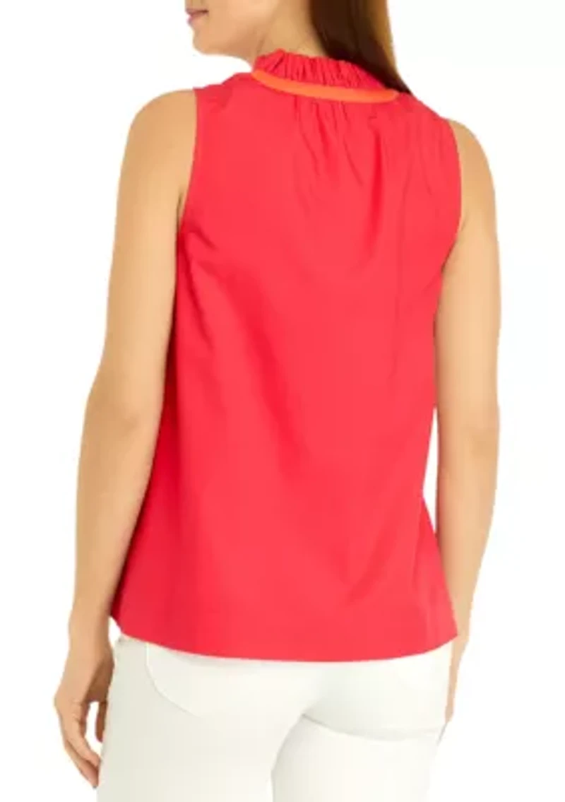 Women's Sleeveless Ruffle Neck Blouse
