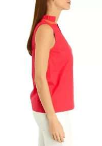 Women's Sleeveless Ruffle Neck Blouse