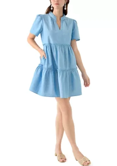 Women's Solid Peasant Dress