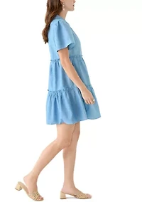 Women's Solid Peasant Dress