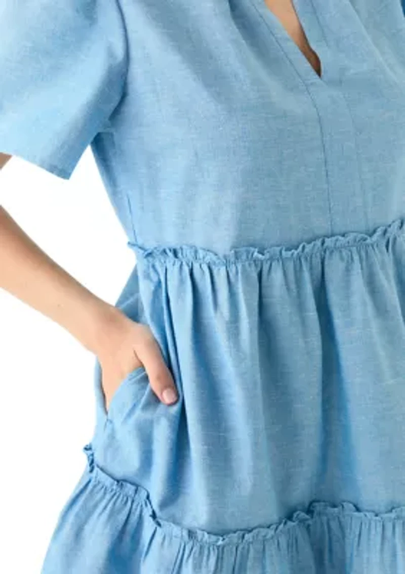 Women's Solid Peasant Dress