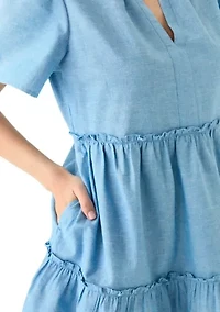 Women's Solid Peasant Dress