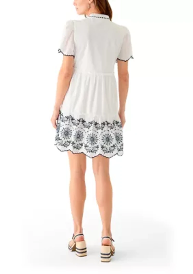 Women's Printed Embroidered Peasant Dress