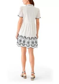 Women's Printed Embroidered Peasant Dress