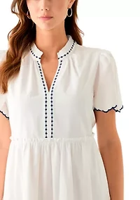 Women's Printed Embroidered Peasant Dress