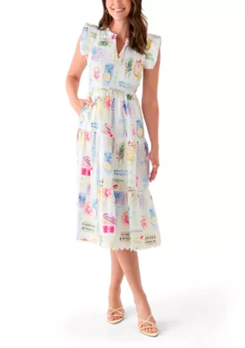 Women's Smocked Split Neck Dress