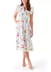 Women's Smocked Split Neck Dress