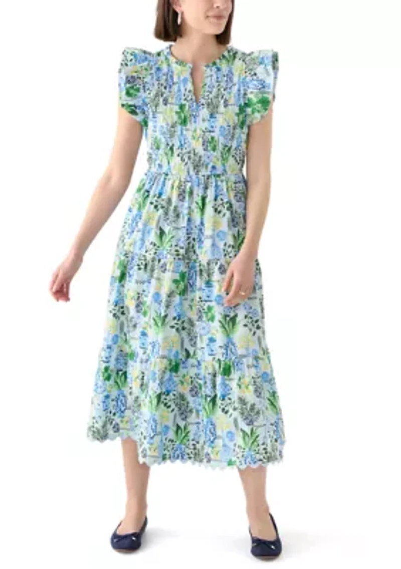 Women's Smocked Split Neck Dress