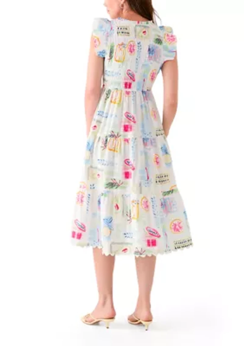 Women's Smocked Split Neck Dress