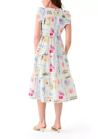 Women's Smocked Split Neck Dress