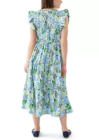 Women's Smocked Split Neck Dress