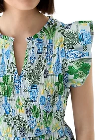 Women's Smocked Split Neck Dress