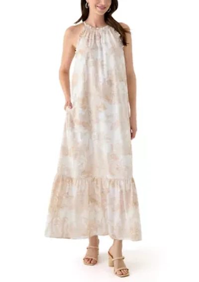Women's Sleeveless Halter Printed Maxi Dress
