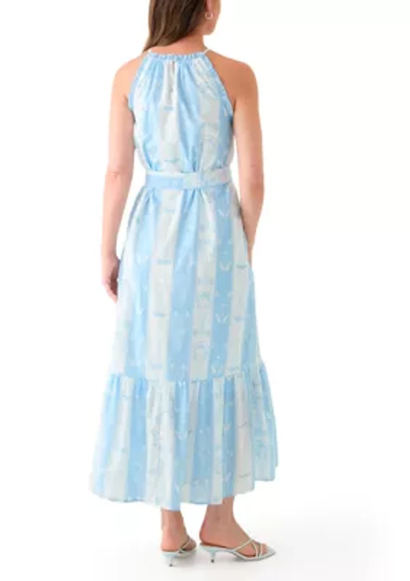 Women's Sleeveless Halter Printed Maxi Dress