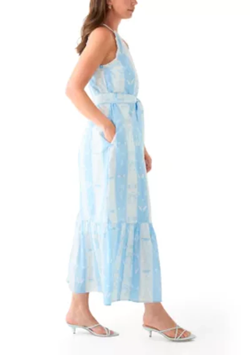Women's Sleeveless Halter Printed Maxi Dress