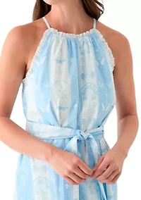Women's Sleeveless Halter Printed Maxi Dress