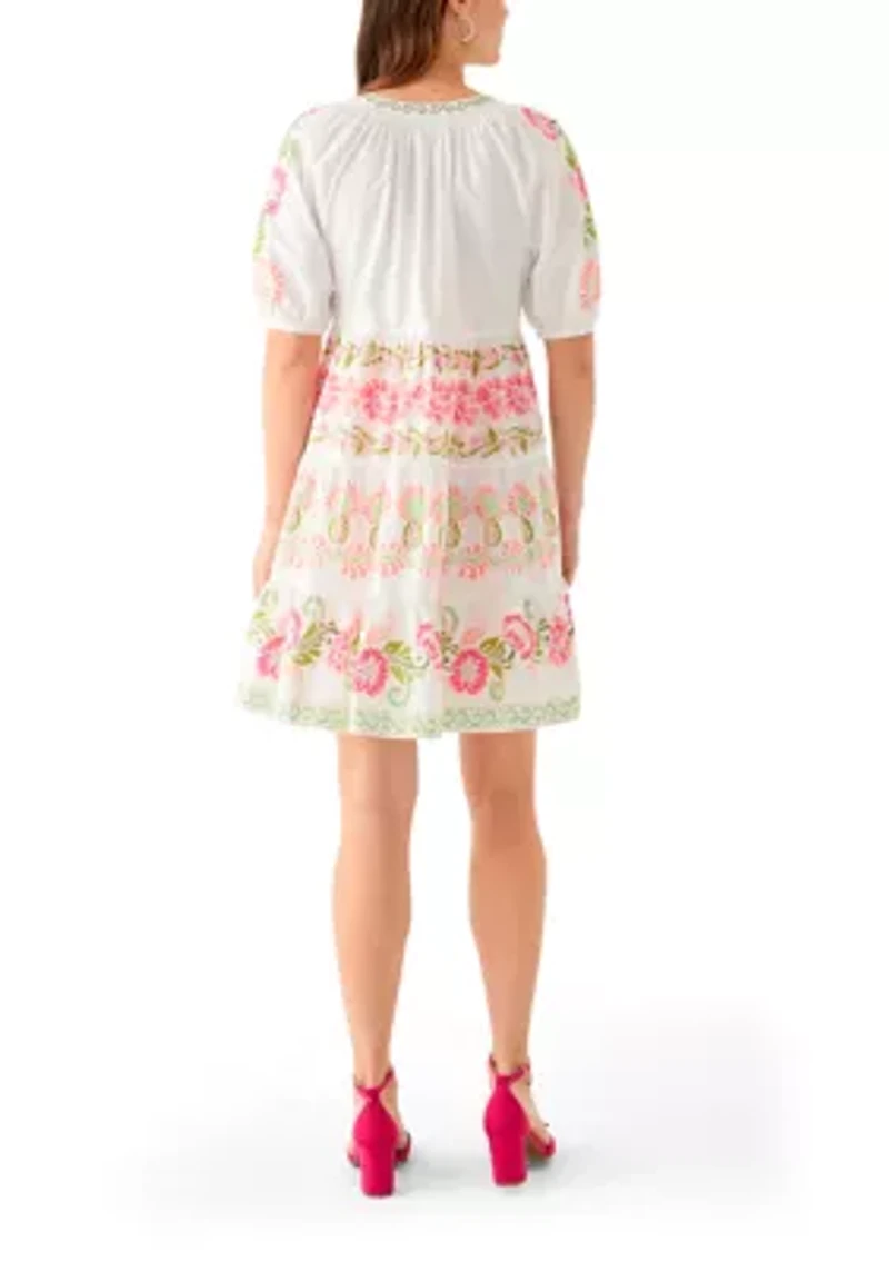 Women's Floral Printed Peasant Dress