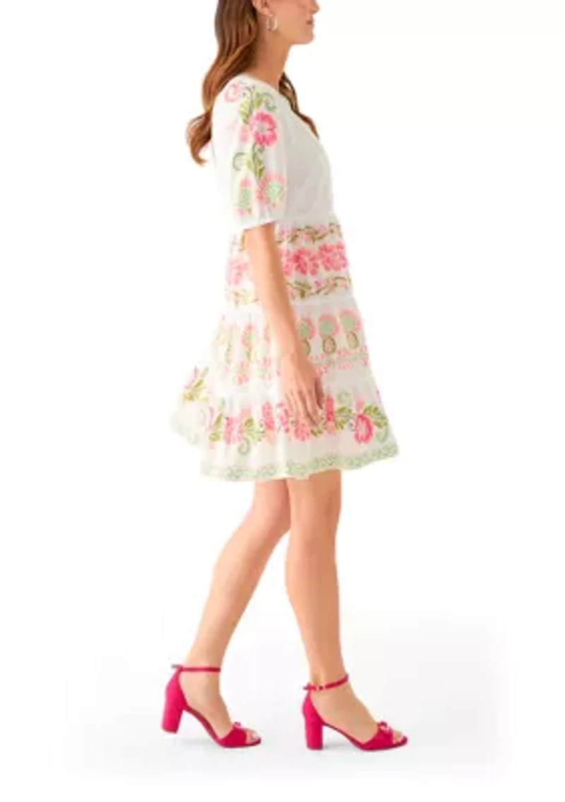 Women's Floral Printed Peasant Dress