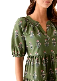 Women's Floral Printed Peasant Dress