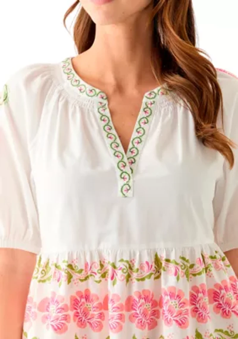 Women's Floral Printed Peasant Dress