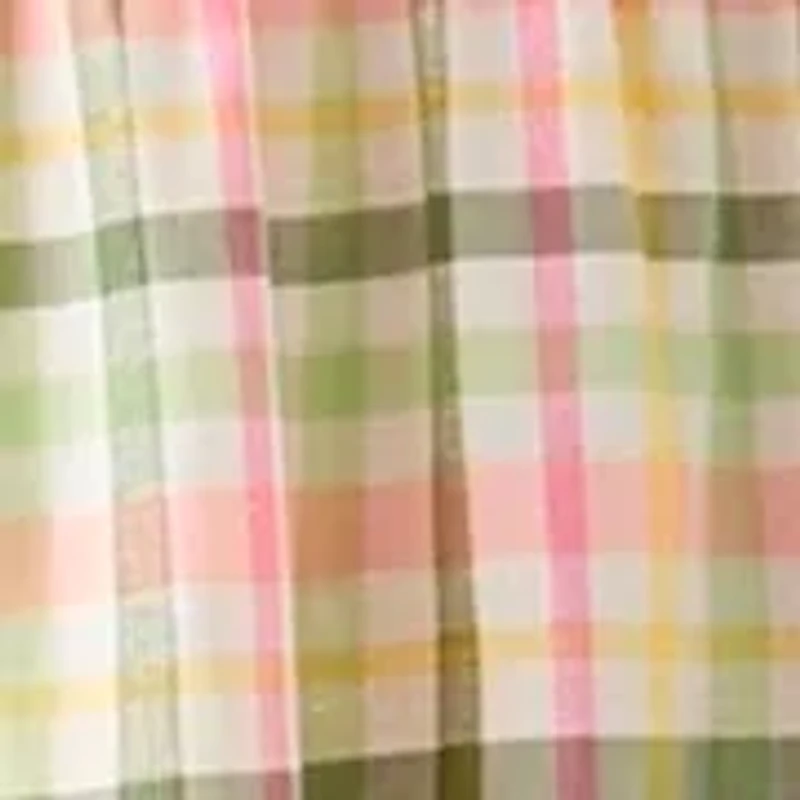 Women's Multi Plaid Printed Peasant Dress