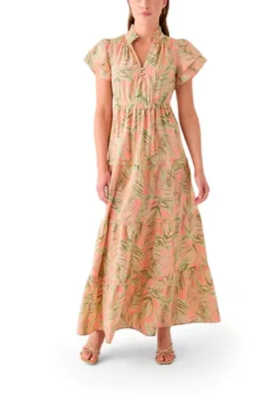 Women's Printed Flutter Sleeve Maxi Dress