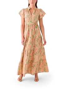 Women's Printed Flutter Sleeve Maxi Dress