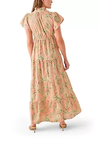 Women's Printed Flutter Sleeve Maxi Dress
