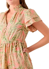 Women's Printed Flutter Sleeve Maxi Dress