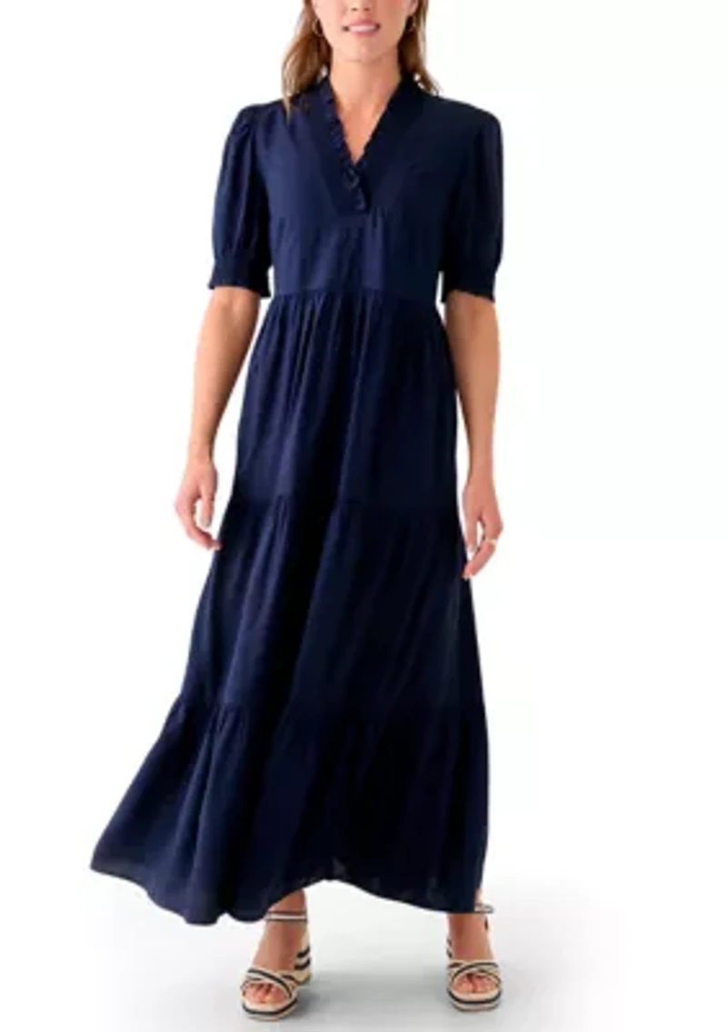 Women's Smocked Ruffle Neck Dress