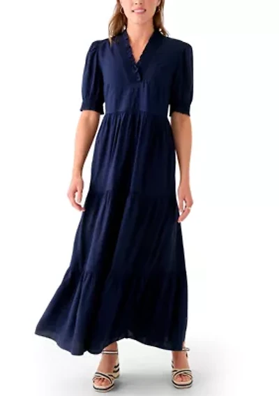 Women's Smocked Ruffle Neck Dress